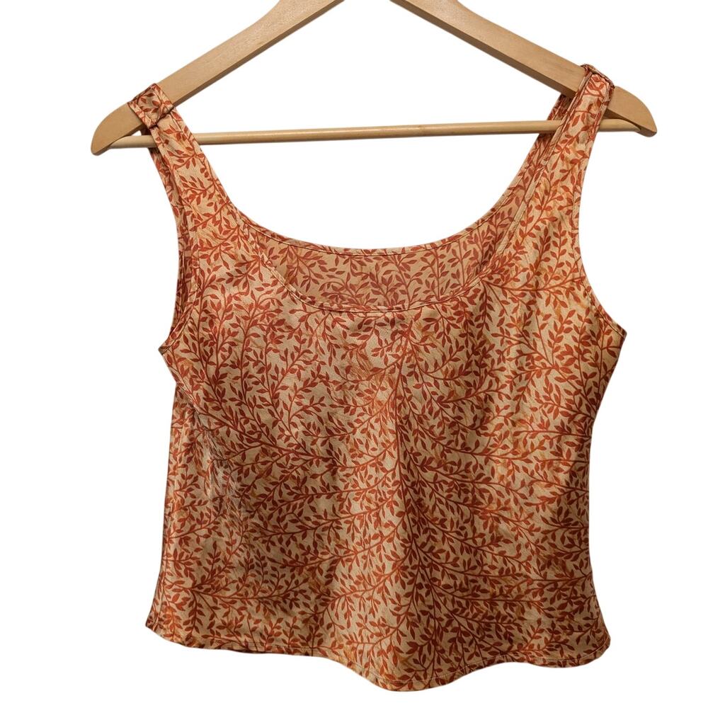 Vintage Victoria's‎ Secret 90s Floral Liquid Satin Sleep Tank Orange Nightwear